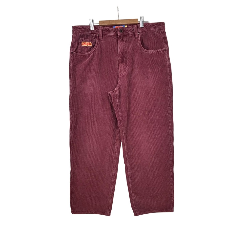 Empyre Relaxed Corduroy Pant Men 36x29 Burgundy Baggy Loose Skate Streetwear Y2K